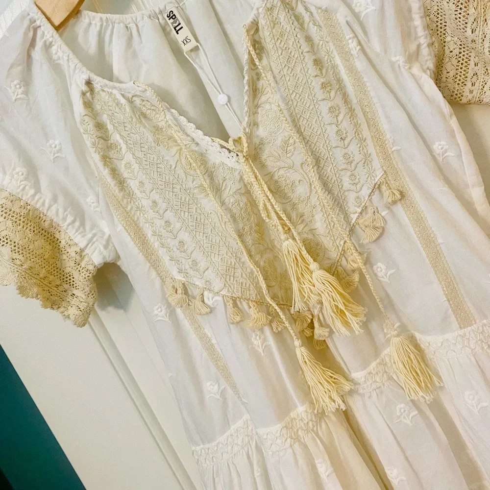 NWT Spell & the Gypsy Collective White/Cream Cassidy Mini Dress - Picture 15 of 17